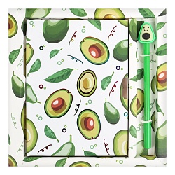 Блокнот 13*18см  подарочный с замочком "AVOCADO" +  ручка гелевая
