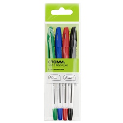 набор ручек шар.  4цв. стамм орбита 150 корпус прозрачный