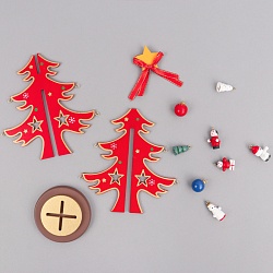 ёлочка новогодняя 3d деревянная красная 