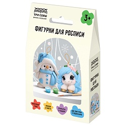 набор для росписи фигурки из гипса "снеговик и лошадка" 2 фигурки