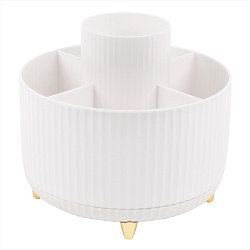 органайзер настольный  пластиковый 5 отделений вращающийся  белый