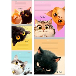 тетрадь  12л дополнительная косая линия "кошачьи мордочки-4"