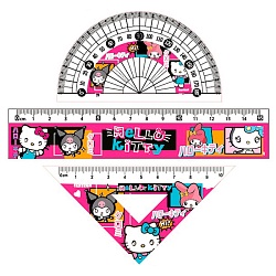 набор линеек hello kitty линейка, линейка-треугольник, транспортир
