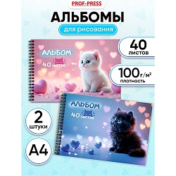 альбом для рисования 40л. на гребне "милые котики-11"