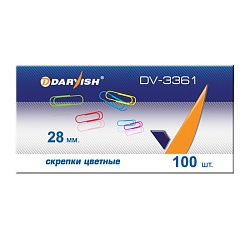скрепки 28мм "darvish" цветные 100шт/уп