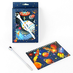 Блокнот 13*21см "Космос" с ручкой гелевой