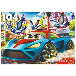 пазлы  104 элемента крутая синяя машинка