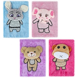 Блокнот A5  64л с пушистой объемной обложкой "Зверюшки"