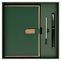 Набор подарочный (ежедневник недатир.А5 с магнитной застежкой + ручка) зеленого цвета