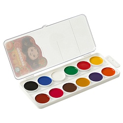 краски аквар. 12цв. "чебурашка""мульти-пульти" медовые без кисти