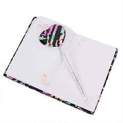 Блокнот A5  80л пайетки с ручкой в наборе