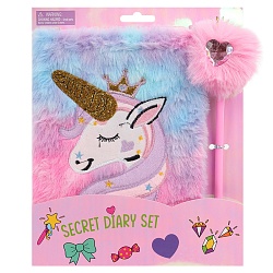 Блокнот 14,5*20,5см 80л "Единорог" с ручкой меховой