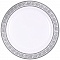 тарелки пластиковые 19 см в наборе 12шт.круглые белые с серебристым узором по кайме