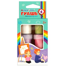 гуашь  6цв. перламутровая 60мл., картонная упаковка (набор) "darvish"