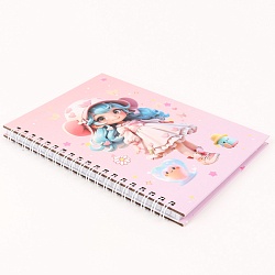 Блокнот 13*18см 48л на спирали в клетку "Девочка"