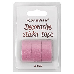 лента декоративная липкая  3шт/уп 15мм*3м "darvish" блёстки розовая