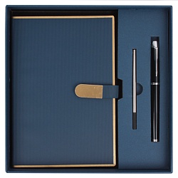 набор подарочный (ежедневник недатир.а5 с магнитной застежкой + ручка) синего цвета