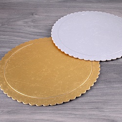 поднос для торта одноразовый картонный 25см в наборе 3 шт. (цвет серебро, золото)