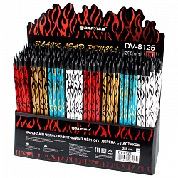 карандаш ч/г с ластиком "darvish" из черного дерева корпус цветной с рисунком