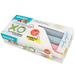 губка-стиратель магнитная с маркерами для белой доски в наборе