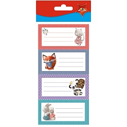 наклейки школьные с рисунком 12шт. для тетрадей, упаковка пэт - пакет