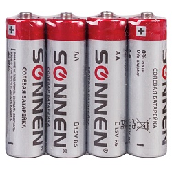 батарейки sonnen aa(r6) комплект 4шт солевые в плёнке 1,5в