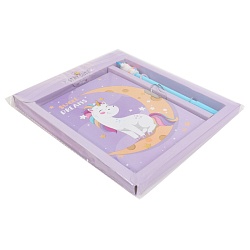 Блокнот A5  50л "Весёлые единороги"  с ручкой в наборе