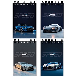 Блокнот А7  40л "Красивые автомобили-8" на гребне в клетку