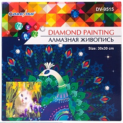 алмазная  живопись "darvish" 30*30см  котенок в цветах