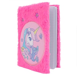 Блокнот A5  80л меховой "Единорог" в клетку