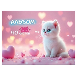 альбом для рисования 40л. на гребне "милые котики-11"