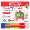 Пластилин  8 цветов "Пифагор" со стеком 120г