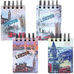 Блокнот А7  68л на спирали в линейку "London"