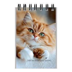 Блокнот А7  40л "Милые коты-3" на гребне в клетку