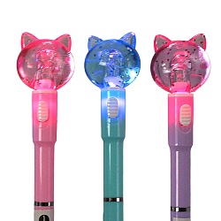 ручка  шар. синяя "кошка" с led подсветкой