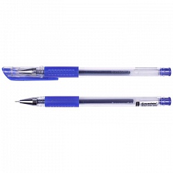 ручка гелевая синяя "darvish" корпус прозрачный с резиновым держателем