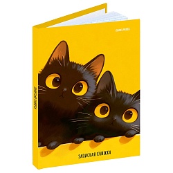 книжка записная  а6  48л "два чёрных котика" 7бц, глянц.лам.