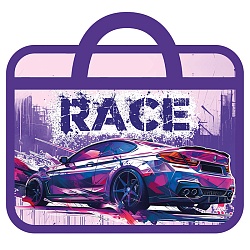 папка детская с ручками а4 пласт. с рисунком на молнии  race