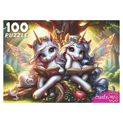 пазлы  100 элементов единороги за чтением