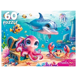 пазлы   60 элементов морские жители