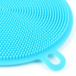 губка силиконовая для мытья посуды круглая двусторонняя d-10.5см цвет ассорти