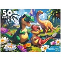 Пазлы   50 элементов  Яркие динозавры