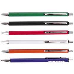 ручка авт. син. с чернилами на масляной основе корпус метал.  цветной