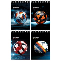 Блокнот А6  40л "Разные футбольные мячи-5" ассорти,  на гребне