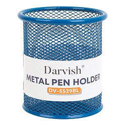 стакан металлический для канцелярских принадлежностей круглый  синий