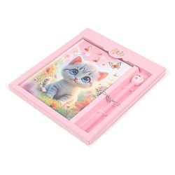 Блокнот 13,5*18 см 50л с замком "Очаровательный котенок" с ручкой