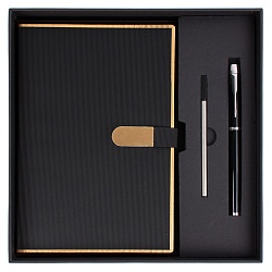 набор подарочный (ежедневник недатир.а5 с магнитной застежкой + ручка) чёрного цвета