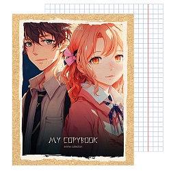 тетрадь  48л кл. "аниме" обложка крафт, тиснение фольгой