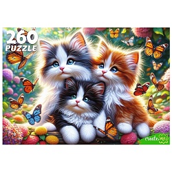 пазлы  260 элементов котята и бабочки