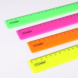 линейка  40см пластиковая neon ассорти стамм